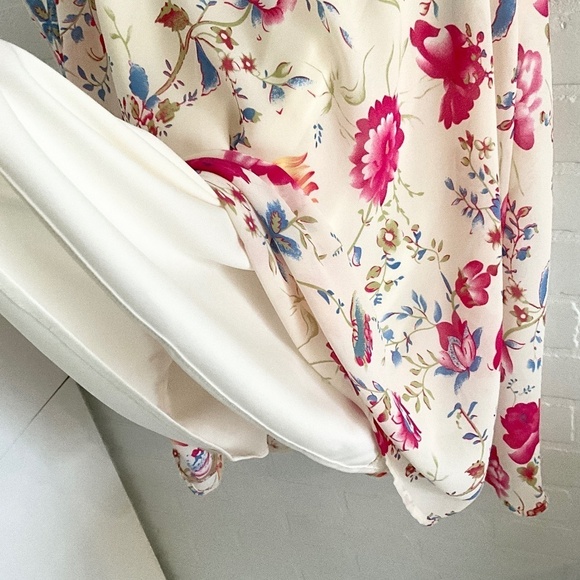 Vintage Midi Skirt Y2K Flowy Floral Roses Fairy Cream Pink Blue Peach Red Sz 3X - Picture 5 of 11